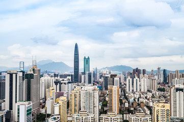 Fototapeta na wymiar City skyline scenery of Luohu District, Shenzhen, Guangdong, China