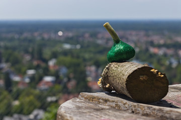 fresh garlic in brocade, glitter on the bosom of nature