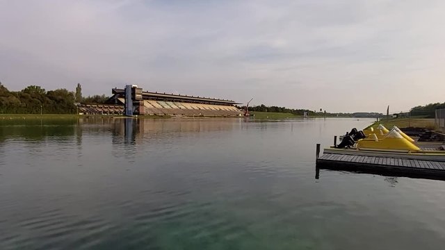Regattastrecke (Regatta Course) in Oberschlei&szlig;heim, Munich. Former Olympic Game Course of 1972, Bavaria, South Germany.