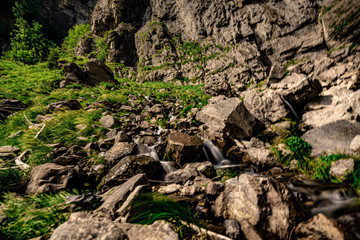 Fototapeta na wymiar Wasserfall Alpen Seerenbachfälle Wallensee