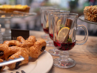 Summer soft drinks. In glasses ingredients for lemonade