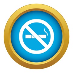 No smoking sign icon blue vector isolated on white background for any design