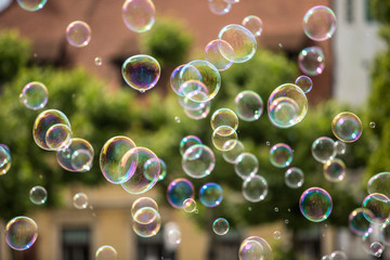  Soap bubbles with colorful background