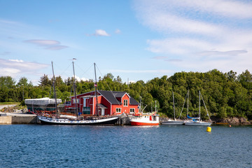 Fototapeta na wymiar Sailboat at workshop in Brønnøysund Norway