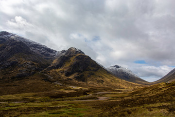 Glencoe valley hills and mountains landscape, Scottish Highlands, Scotland