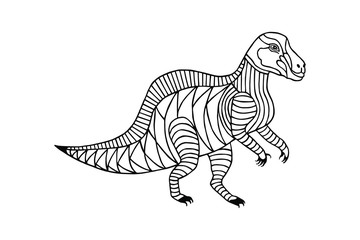 Naklejka na ściany i meble animal dinosaur on white background hand-drawn, vector illustrations. Coloring book