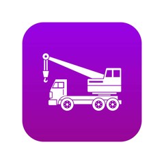 Fototapeta na wymiar Truck crane icon digital purple for any design isolated on white vector illustration