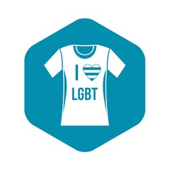 T-shirt i love LGBT icon. Simple illustration of t-shirt i love LGBT vector icon for web