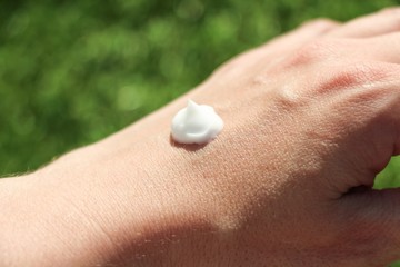 sunscreen applied to the body