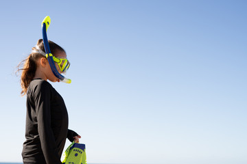 Girl wearing snorkeling gear