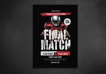 Sports Game Flyer Layout with Red Accents