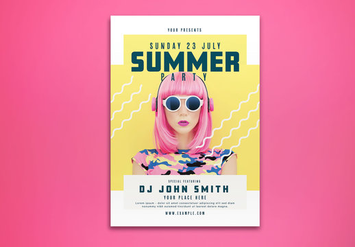 Summer Party Flyer Layout with Yellow Accents