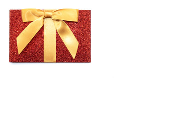 Little Festive Red Glitter Parcel Present with Gold Bow Gift