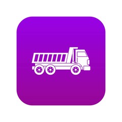 Dumper truck icon digital purple for any design isolated on white vector illustration