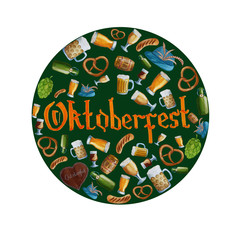 octoberfest poster or banner design template, watercolor hand drawn