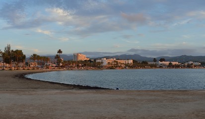 Ibiza san Antonio Abad de Portmany sunset in Balearic islands of spain