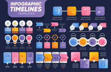 Timelines Infographic Templates. Colorful Infographic templates. Infographics for presentation