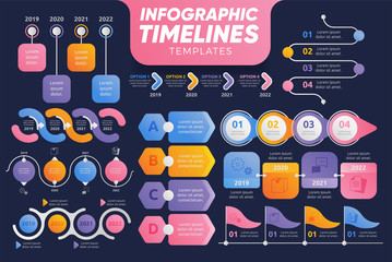 Timelines Infographic Templates. 10 Colorful Infographic templates. Infographics for presentation