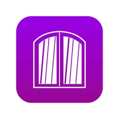 White window arched frame icon digital purple for any design isolated on white vector illustration