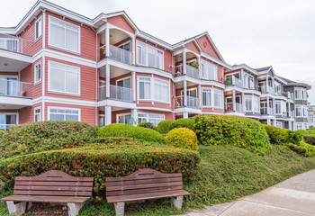 Fototapeta na wymiar Modern Apartment Buildings in Vancouver, British Columbia, Canada.