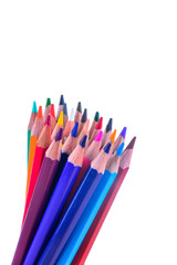 Colour pencils isolated on white background close up