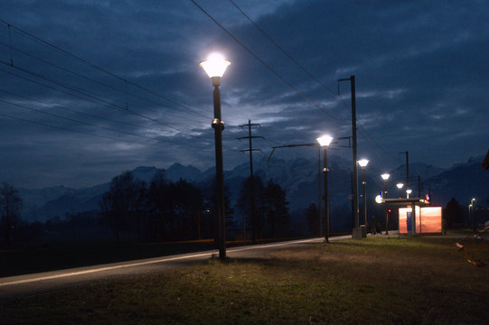 Ruethi SG Station at night, Swiss Alps