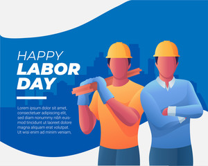 Happy Labor Day Illustration. Two Worker Illustration