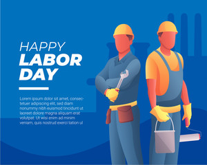 Happy Labor Day Illustration. Two Worker Illustration