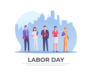 Happy Labor Day Illustration. Workers Illustration set