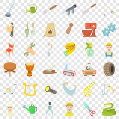 Worker icons set. Cartoon style of 36 worker vector icons for web for any design
