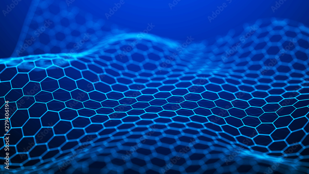 Poster futuristic hexagon background. abstract technology background. technology concept. big data. 3d