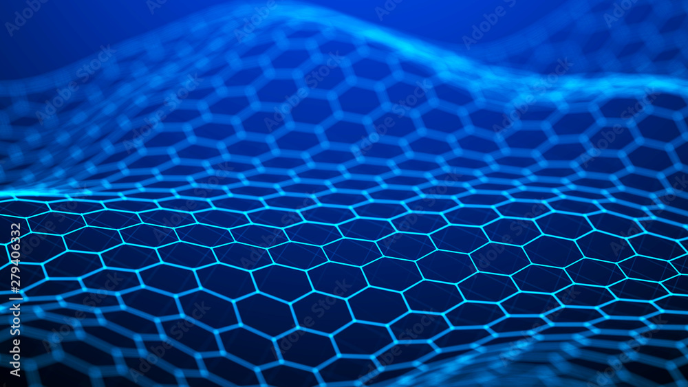 Poster futuristic hexagon background. abstract technology background. technology concept. big data. 3d