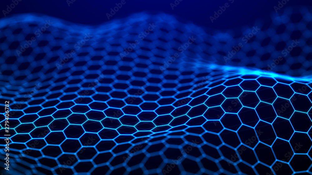 Poster futuristic hexagon background. abstract technology background. technology concept. big data. 3d