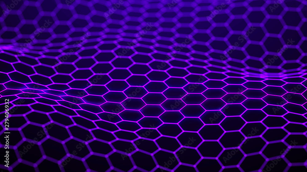 Aufkleber futuristic hexagon background. abstract technology background. technology concept. big data. 3d