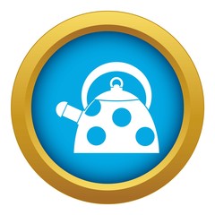 Kettle with white dots icon blue vector isolated on white background for any design