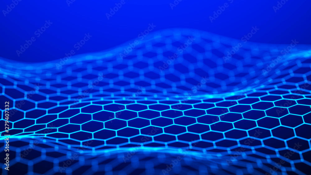 Aufkleber futuristic hexagon background. abstract technology background. technology concept. big data. 3d
