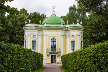 Beautiful historical building of architectural and Park ensemble in Kuskovo manor on summer day Moscow Russia