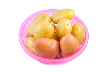 Pink and Yello Clean Potato isolated on white background