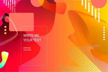 Abstract autumn background on living coral color banner geometric