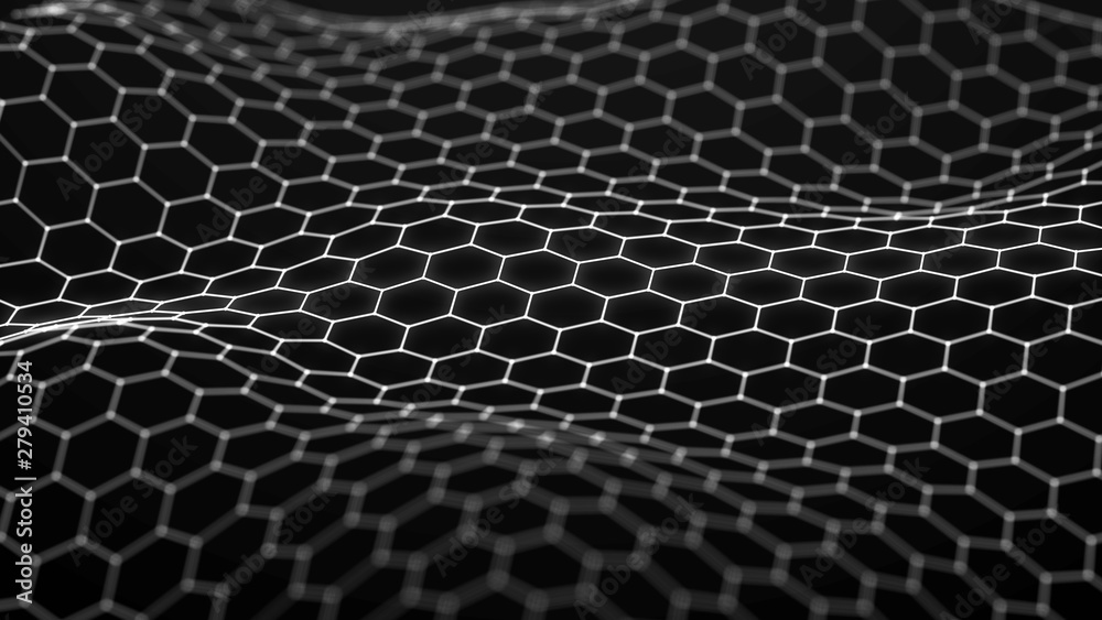 Poster futuristic hexagon background. abstract technology background. technology concept. big data. 3d