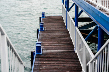 High angle view of wooden pier over sea  .