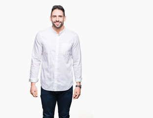 Fototapeta premium Young business man over isolated background with a happy and cool smile on face. Lucky person.