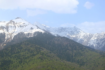 Snow-capped peaks of the Caucasus Mountains