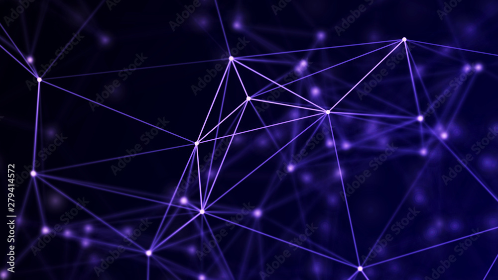 Leinwandbilder Abstract connection dots. Technology background. Network connection structure. Plexus effect. 3d