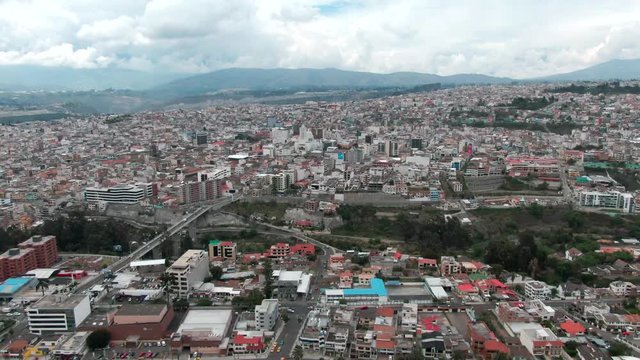 Aerial shot of the city of Ambato Ecuador