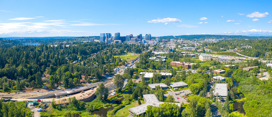 Bellevue Washington USA - City Skyline Panoramic Aerial View