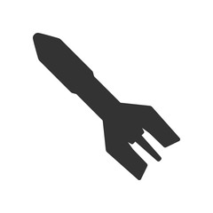Rocket icon. Black silhouette. Vector drawing. Isolated object on white background. Isolate.