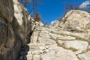 PERPERIKON, BULGARIA - MARCH 17, 2019: Ruins of Ancient sanctuary city of Perperikon, Kardzhali Region, Bulgaria