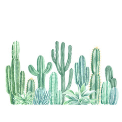 Cactus and Succulents Watercolor Arrangement