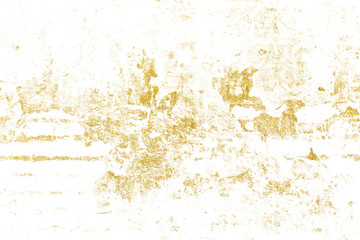 Grunge golden of cracks, scuffs, chips, stains, ink spots, lines on white background